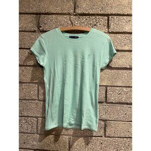 Ralph Lauren Womens Mint Green & White Striped Short-Sleeve T-Shirt M